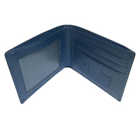 -BADGE OPTIONED- Satin Blue Leather Wallet  