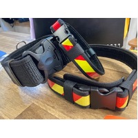 "Dangerous" Webbed Dog Collar [38mm] [Red+Yellow] [Large]