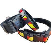 "Dangerous" Dog Collar Webbed [50mm] [Yellow+Red] [XL]