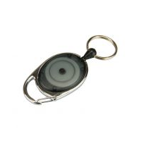 Carabiner Key Holder Reel W' Split Ring [Black - Grey]
